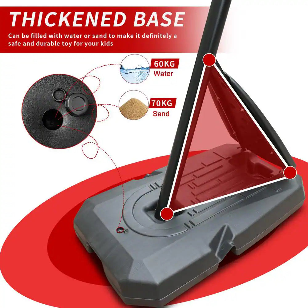 44 In. Backboard Portable Basketball Goal System with Stable Base and Wheels, Height Adjustable 6 to 10 Ft.